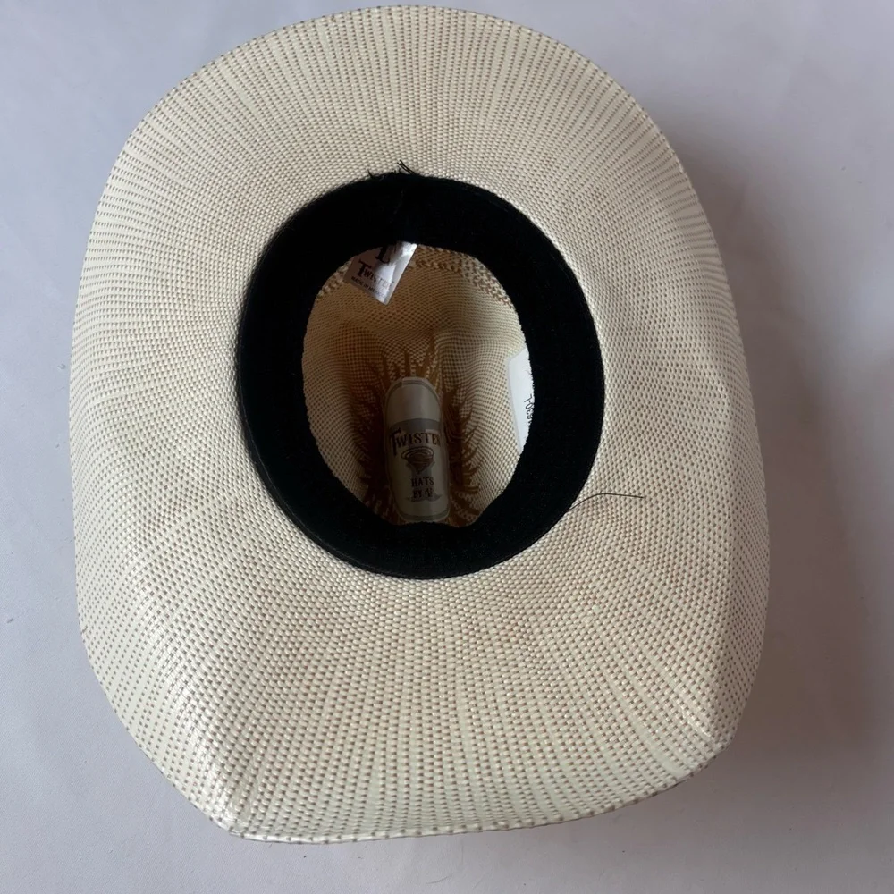 NWT Twister Kids Bangora Paper Straw Cowboy Western Hat Size Large Ivory Tan